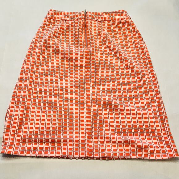 Cato Skirt Women’s Size 6 Peach White Patterned Lined Rear Zip Straight (A0126) - Picture 3 of 5